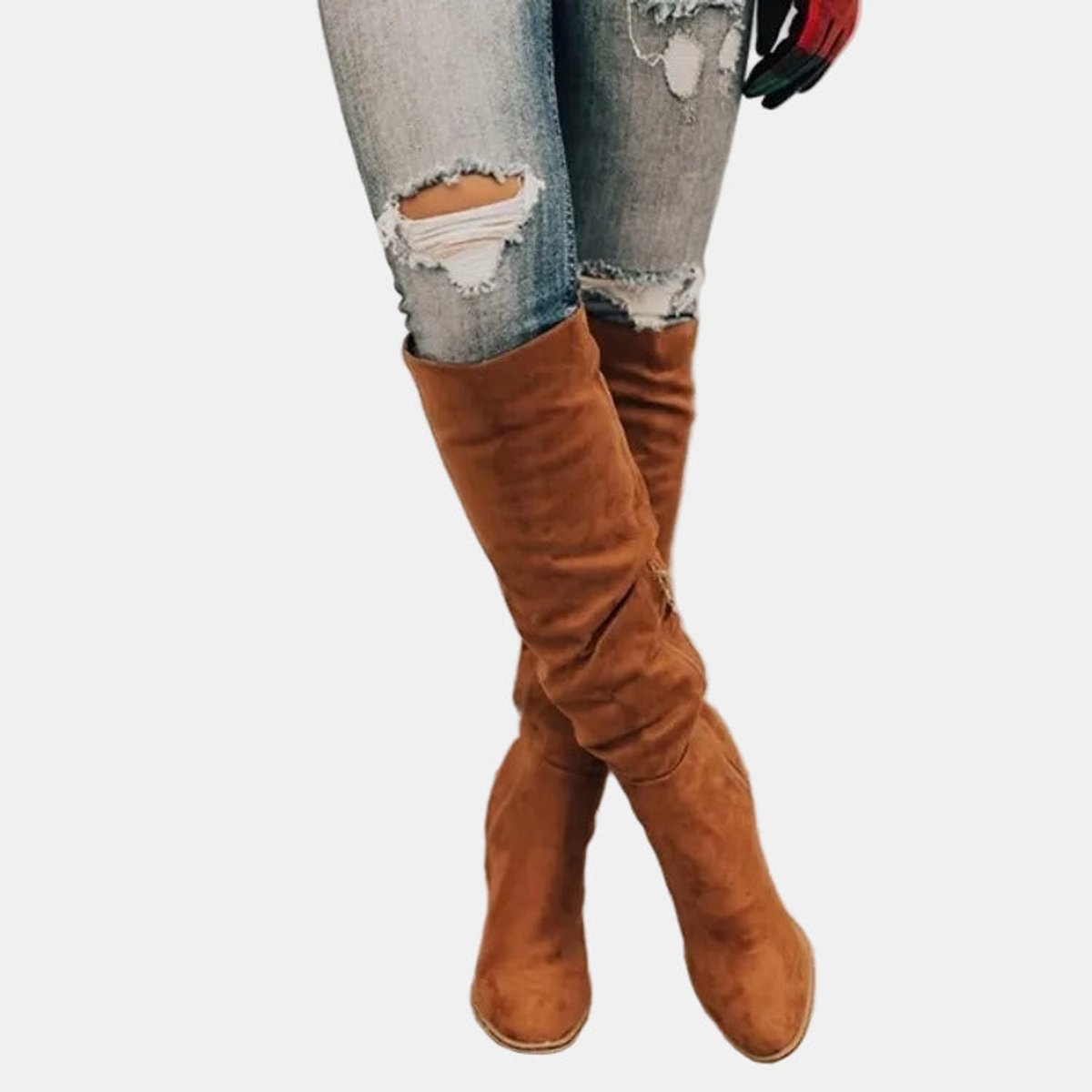 Johanna | Ladies Over-the-Knee Ankle Boots with Block Heel and Zip