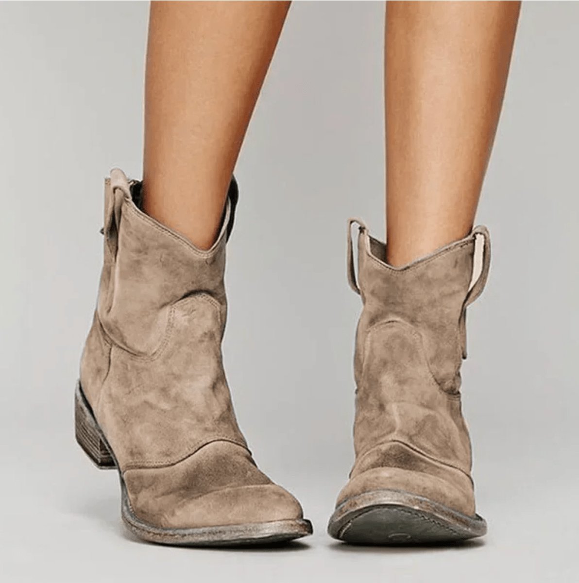 Charlotte | Women's Western Ankle Boots Suede Knee-High Boots Flat Heel
