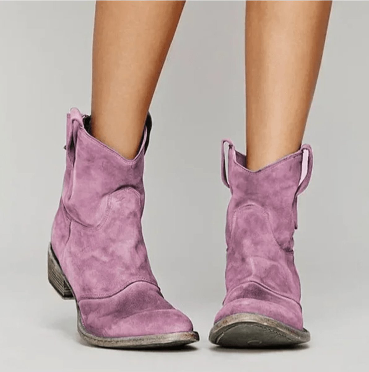 Charlotte | Women's Western Ankle Boots Suede Knee-High Boots Flat Heel