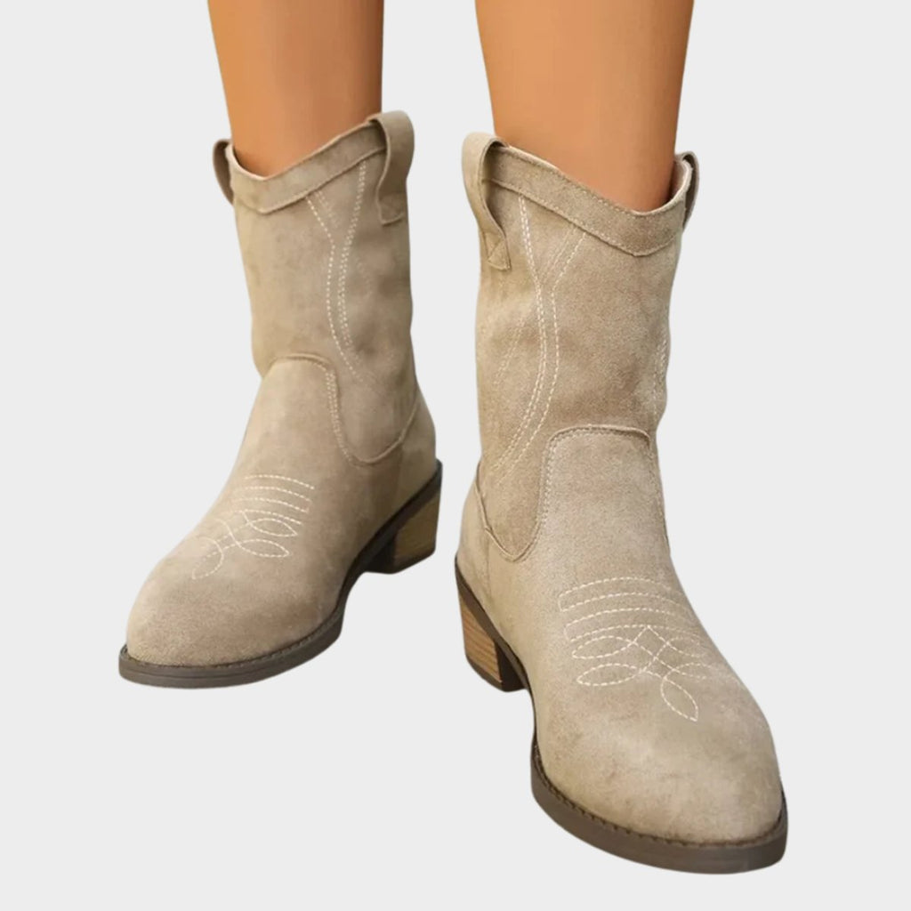 Elisabeth | Women's Western Cowboy Ankle Boots with Stitching Details