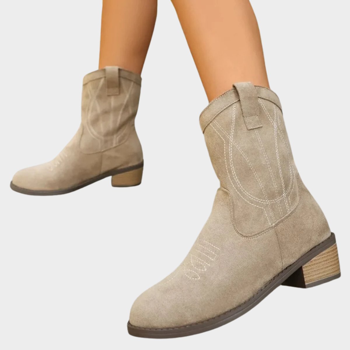 Elisabeth | Women's Western Cowboy Ankle Boots with Stitching Details