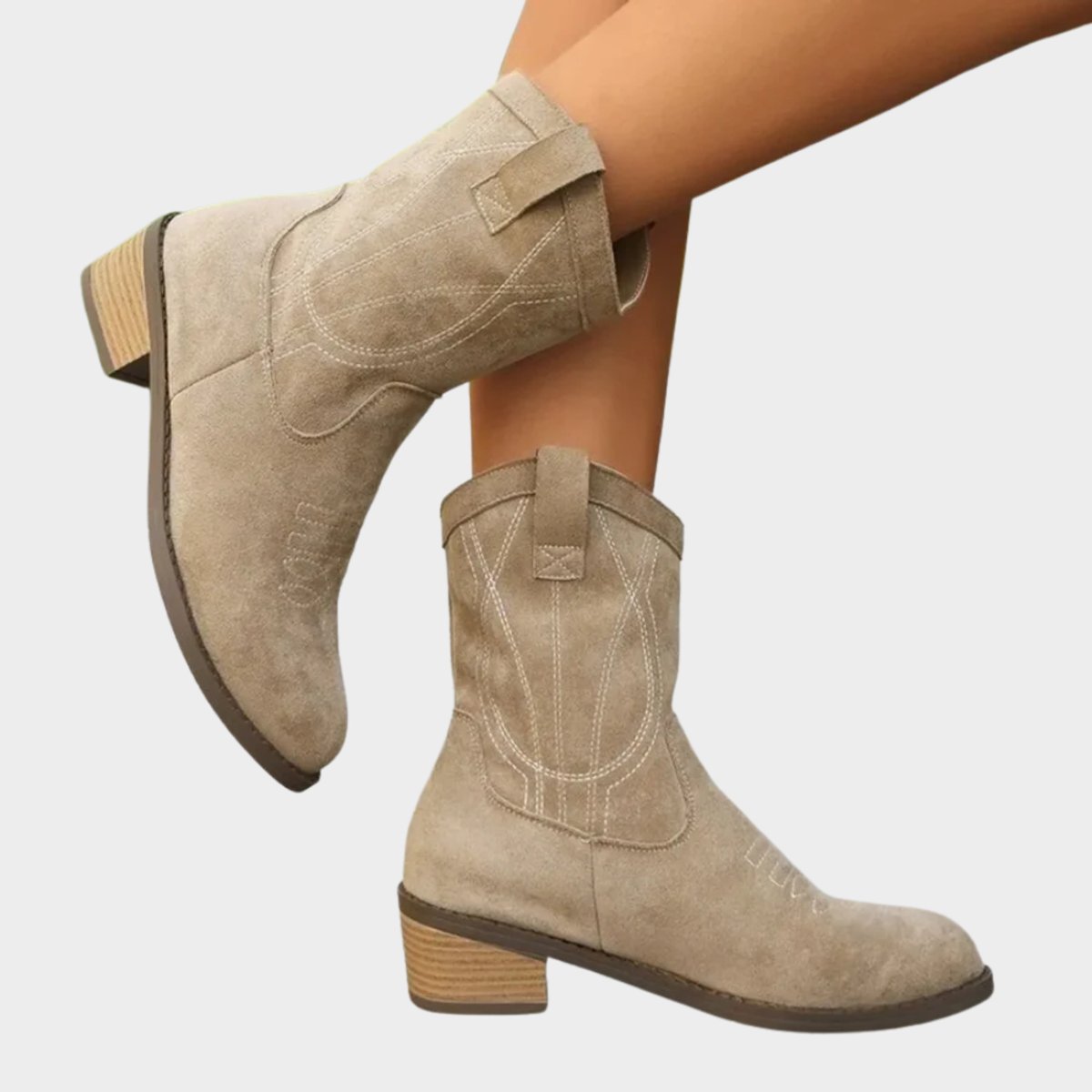 Elisabeth | Women's Western Cowboy Ankle Boots with Stitching Details