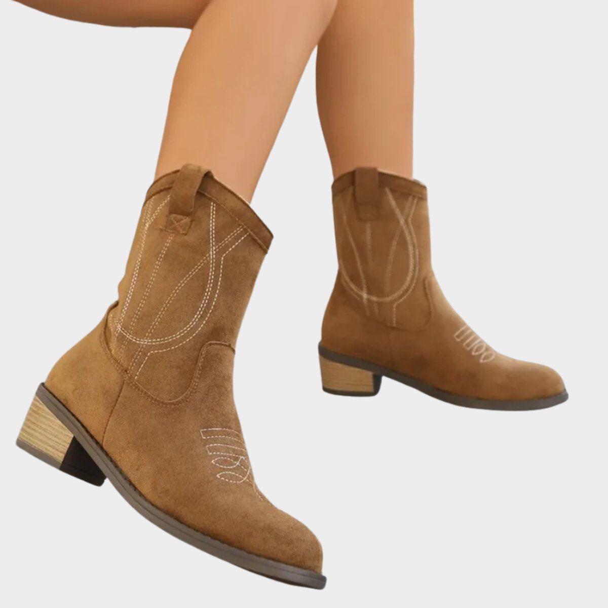 Elisabeth | Women's Western Cowboy Ankle Boots with Stitching Details