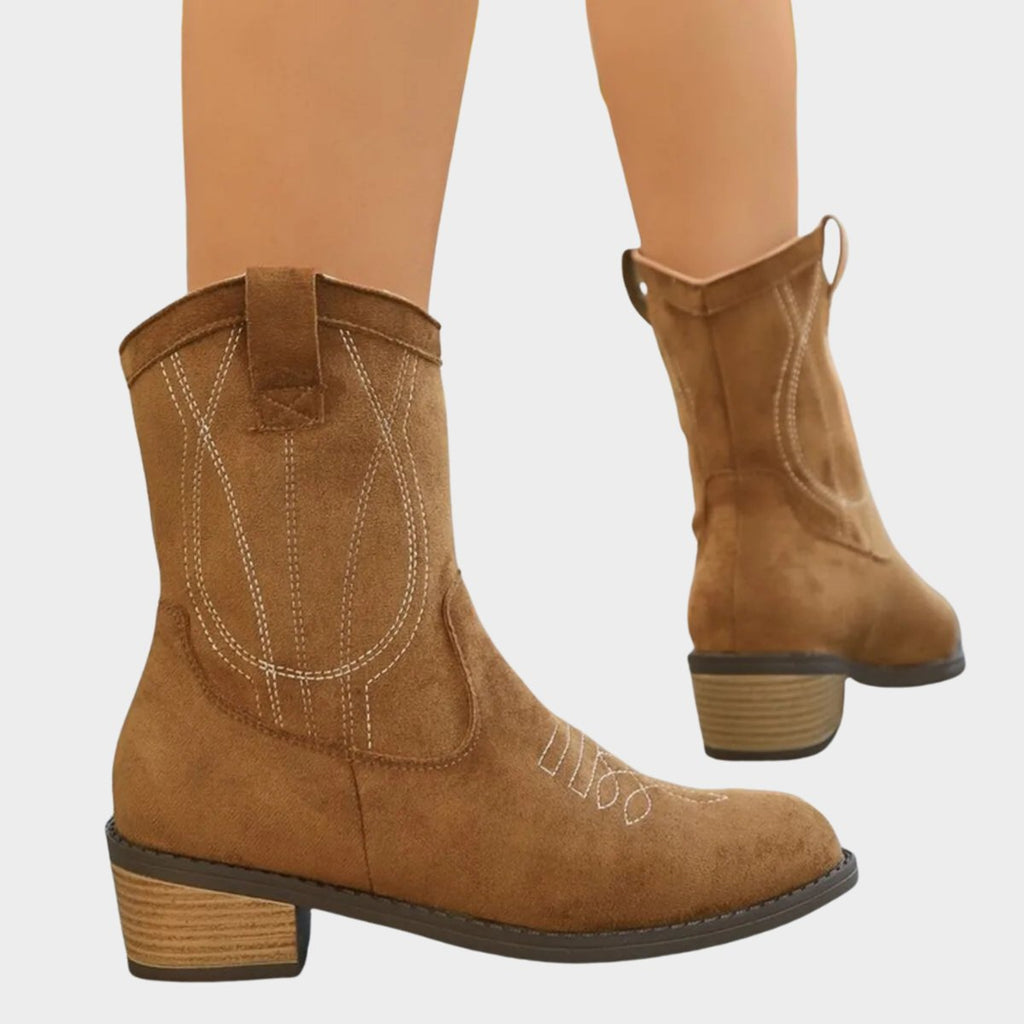 Elisabeth | Women's Western Cowboy Ankle Boots with Stitching Details