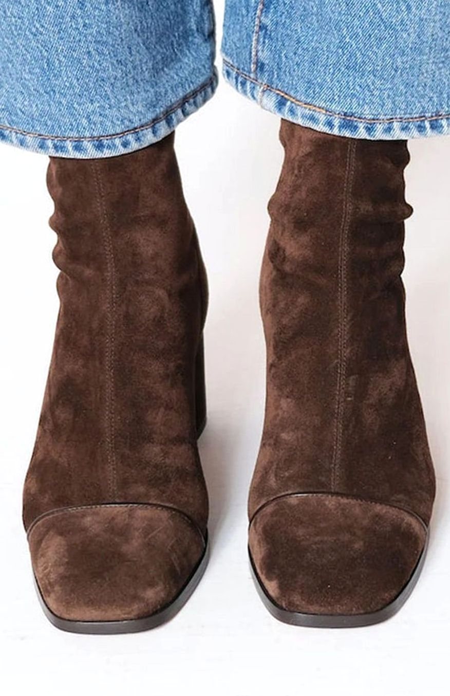 Greta | Women's Suede-Look Ankle Boots for Winter with Block Heel