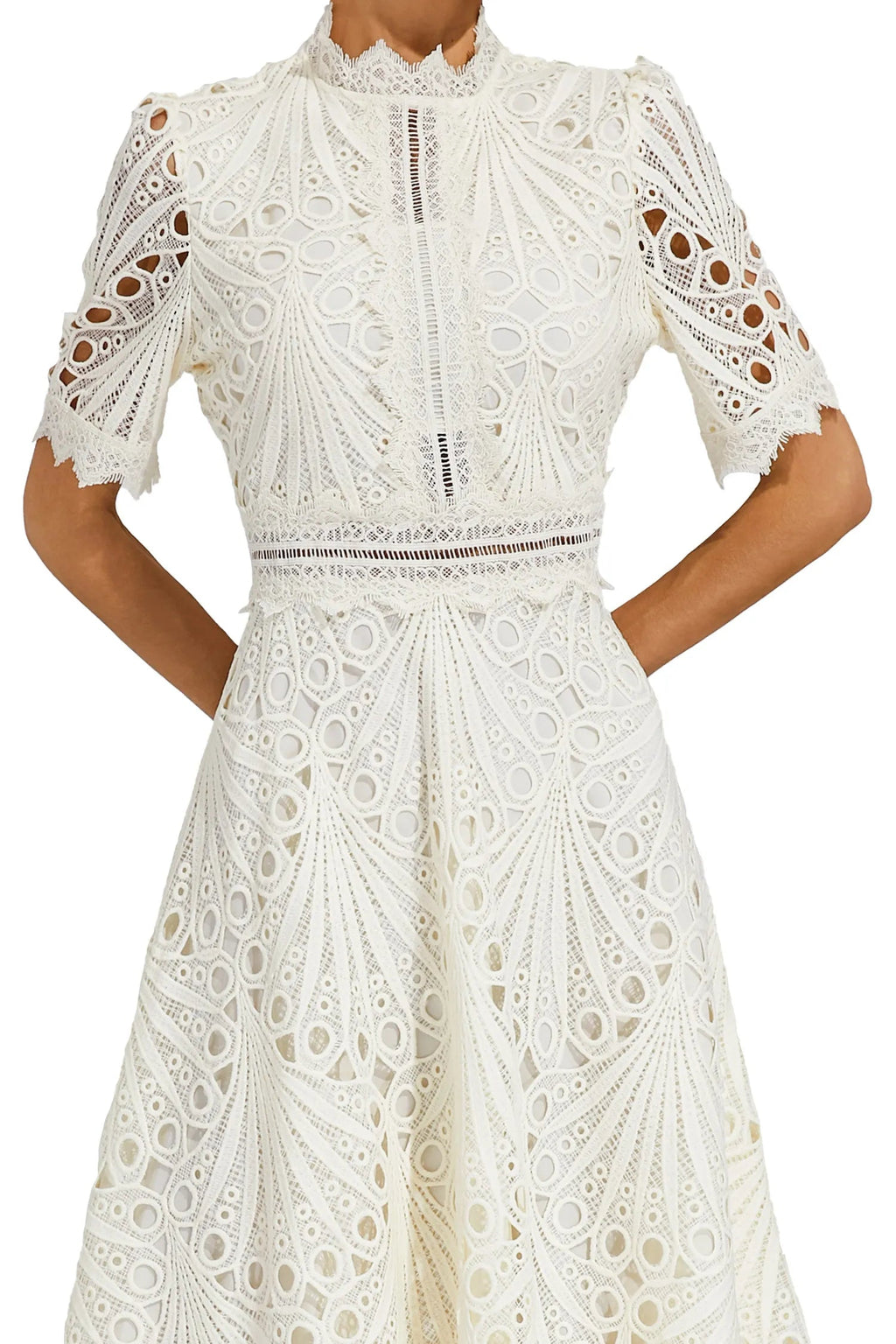 Women's A-Line Midi Dress with Lace