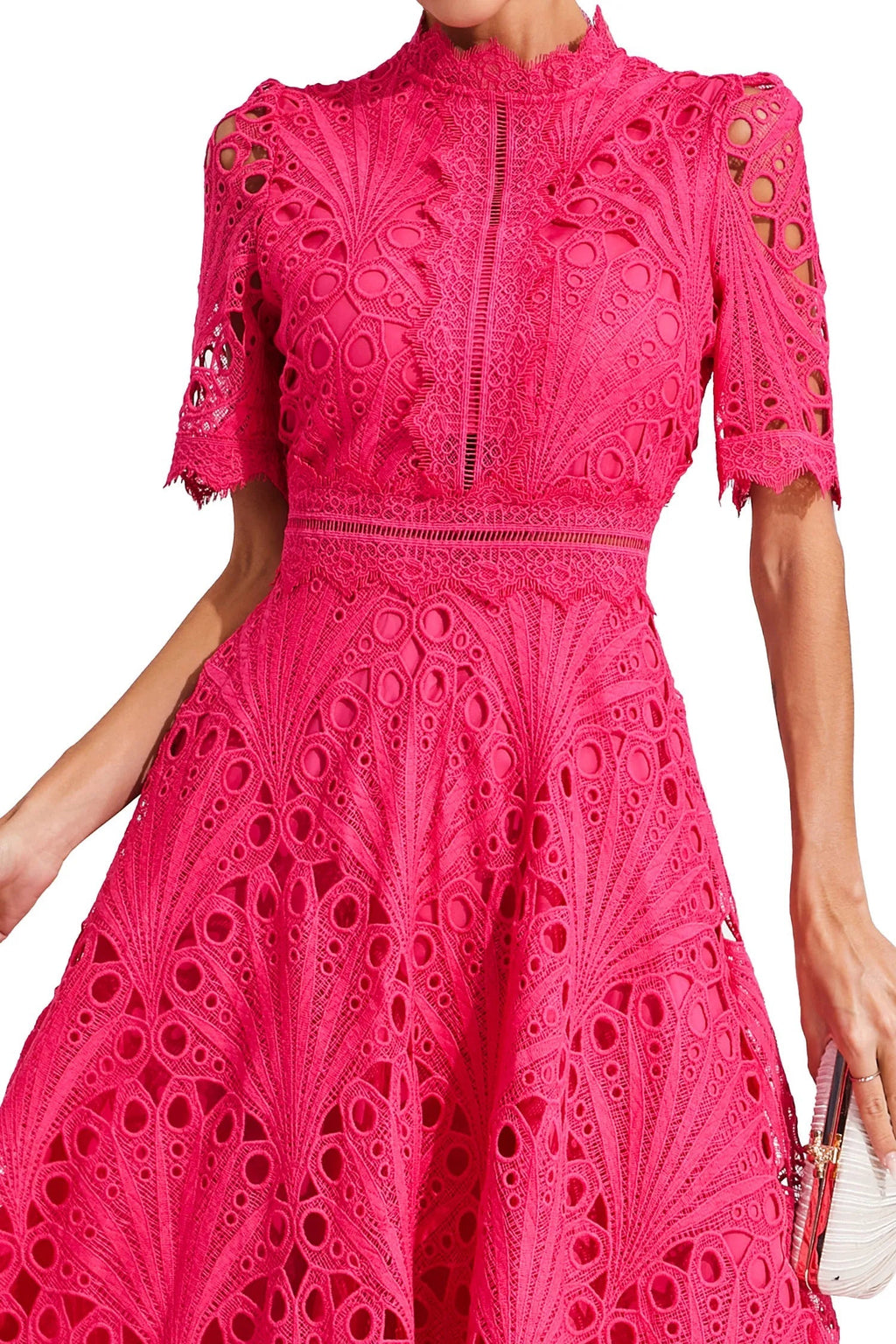 Women's A-Line Midi Dress with Lace