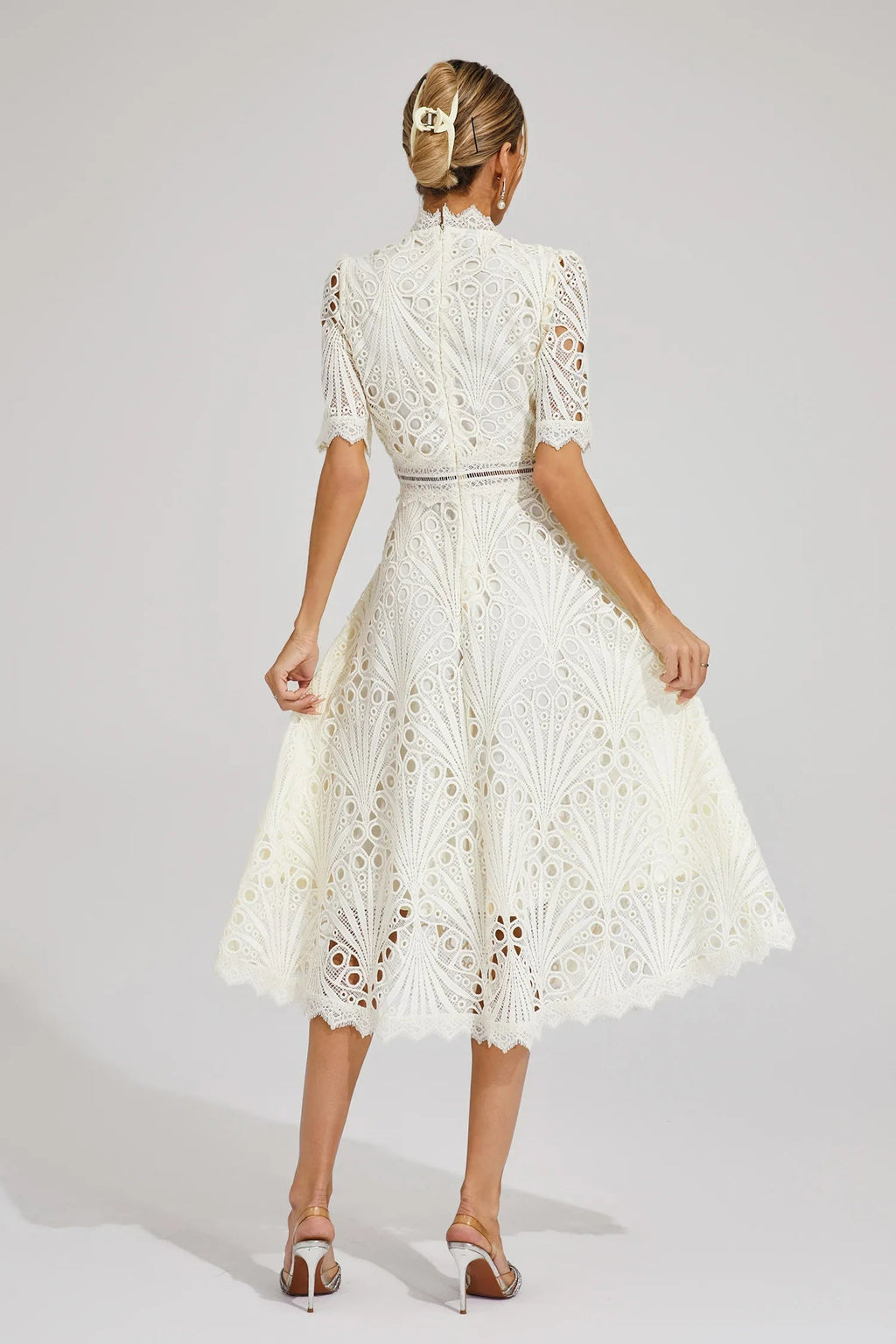 Women's A-Line Midi Dress with Lace