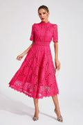 Women's A-Line Midi Dress with Lace