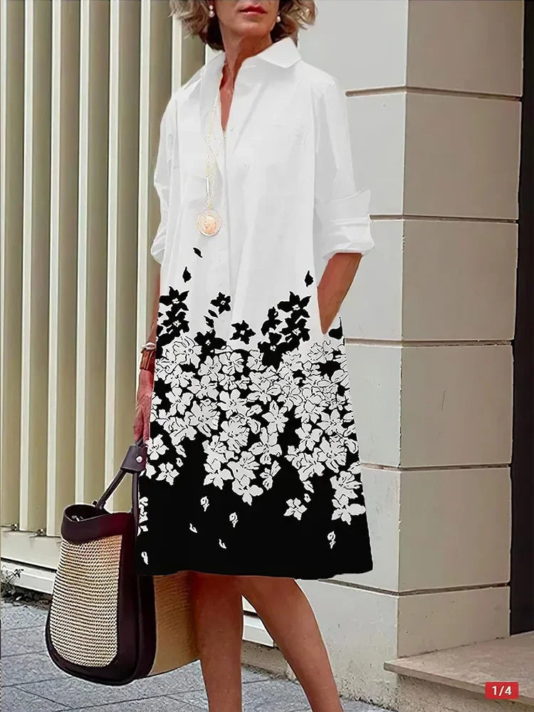 Women's A-Line Midi Dress with Buttons