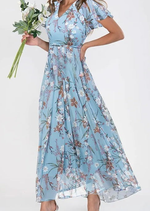 Ladies Floral A-Line Maxi Dress