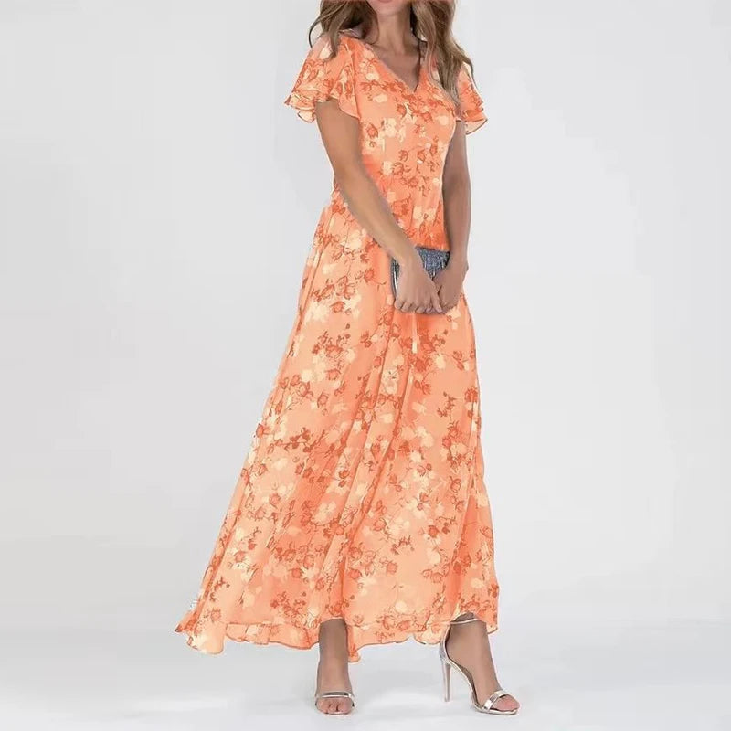 Ladies Floral A-Line Maxi Dress