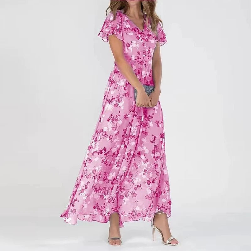 Ladies Floral A-Line Maxi Dress