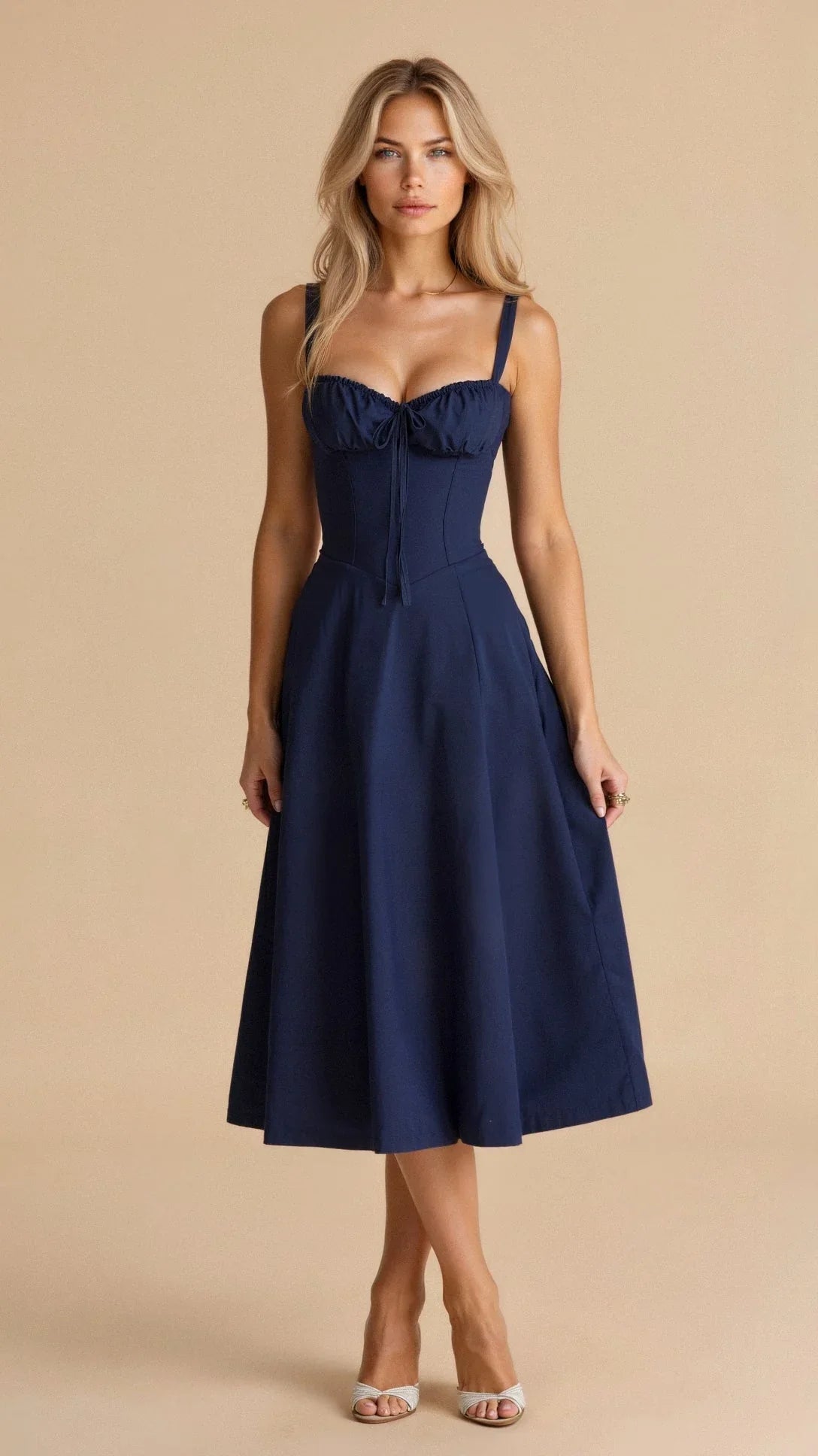 Ladies Floral A-Line Midi Dress