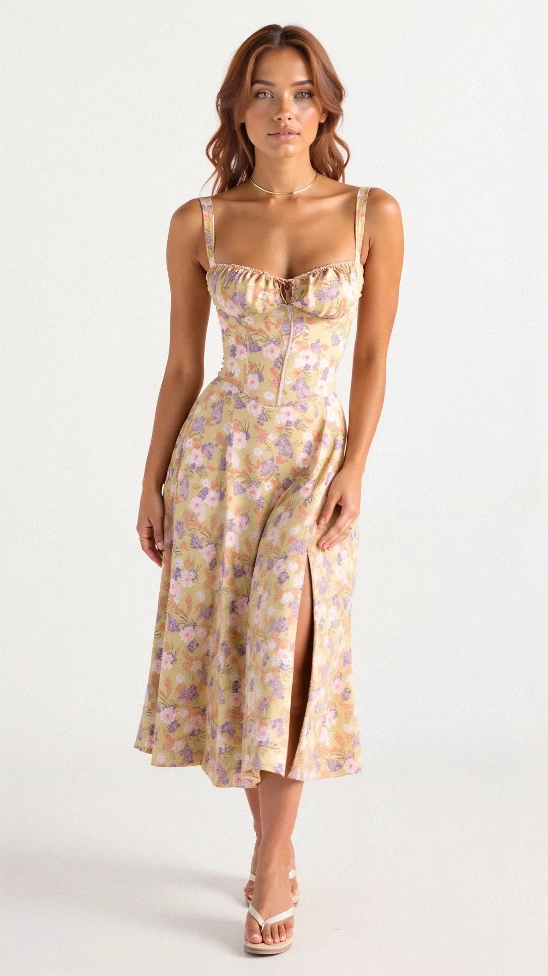 Ladies Floral A-Line Midi Dress