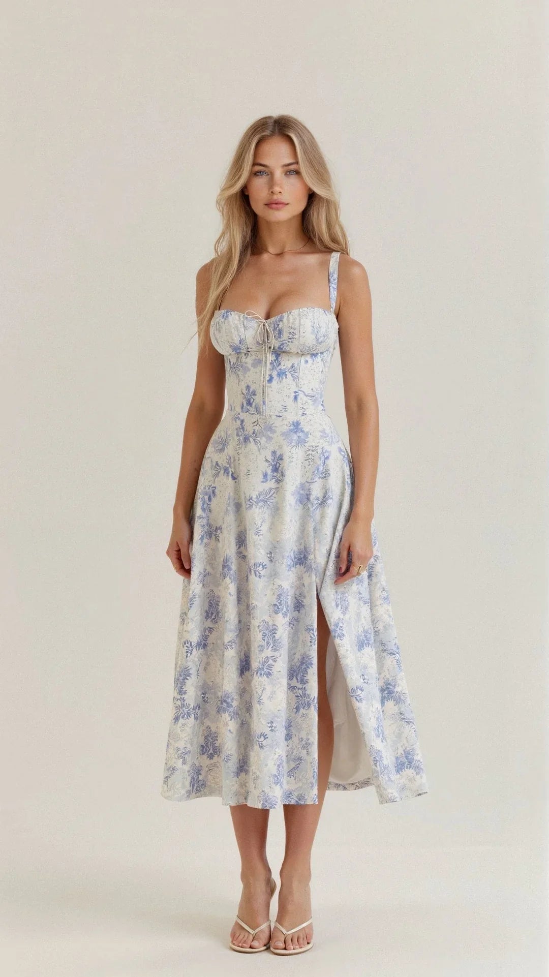 Ladies Floral A-Line Midi Dress