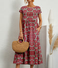 Ladies' Floral A-Line Midi Dress with Pockets