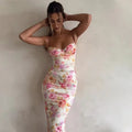 Ladies Floral Bodycon Midi Dress
