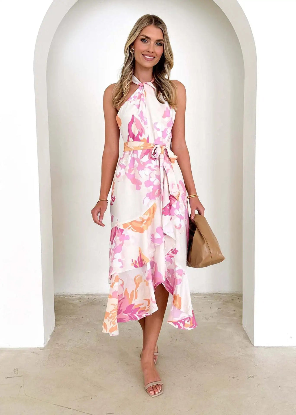 Ladies' Floral Halter Midi Dress