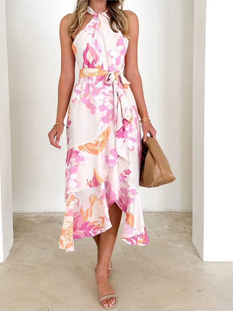 Ladies' Floral Halter Midi Dress