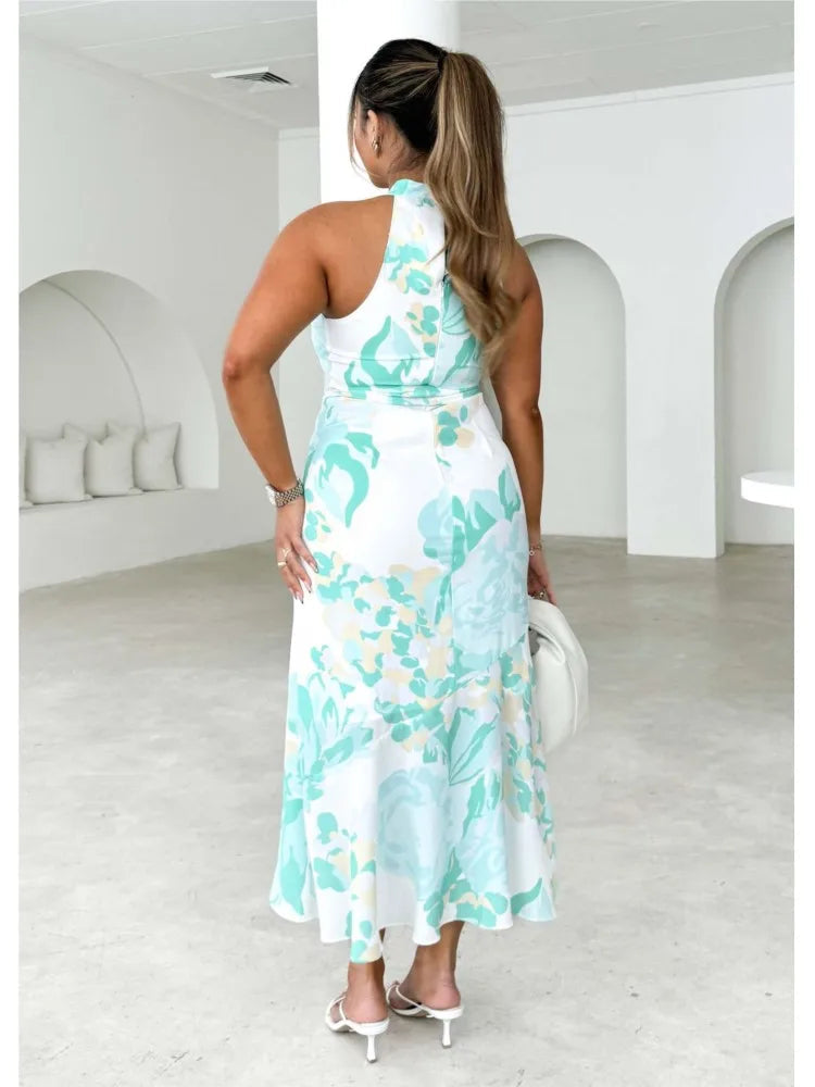 Ladies' Floral Halter Midi Dress