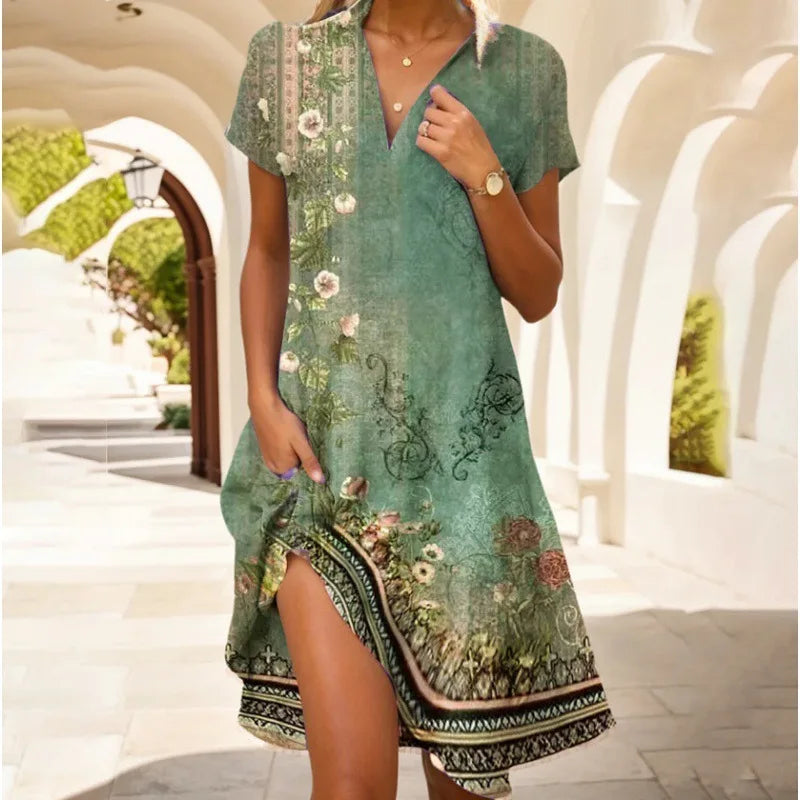 Ladies Floral Shirt Mini Dress