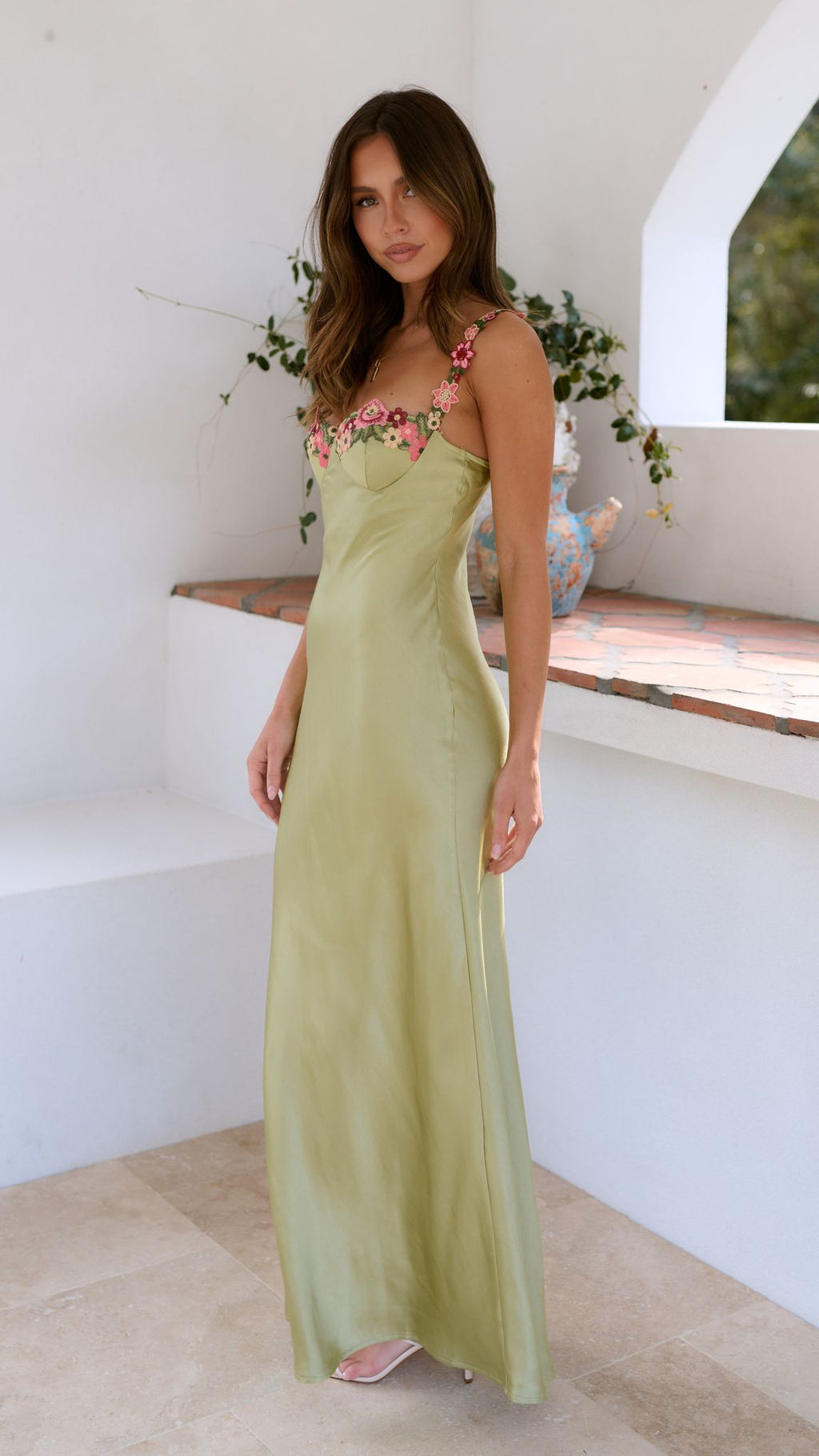 Ladies' Floral Spaghetti Strap Midi Slip Dress