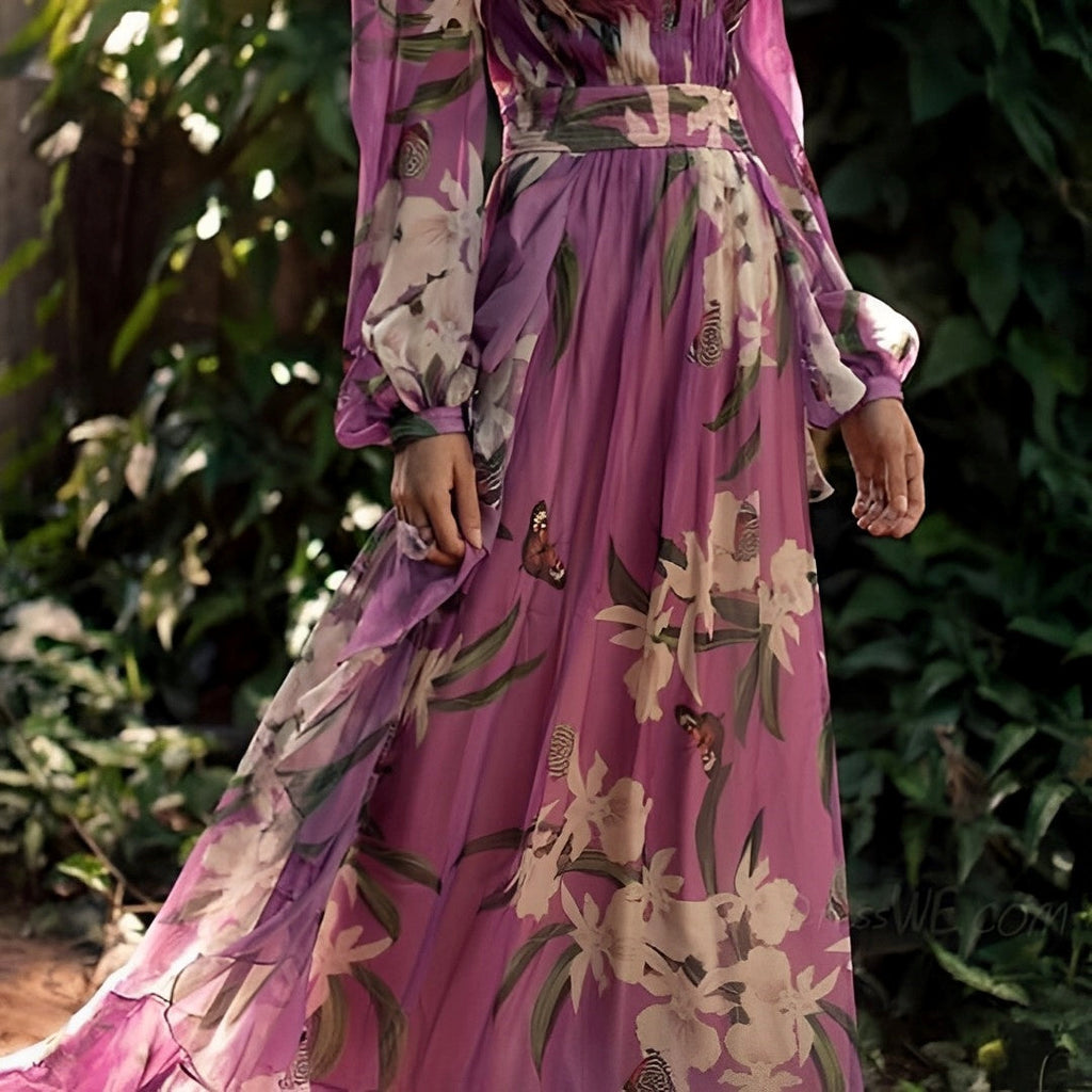 Ladies' Floral V-Neck Maxi Dress