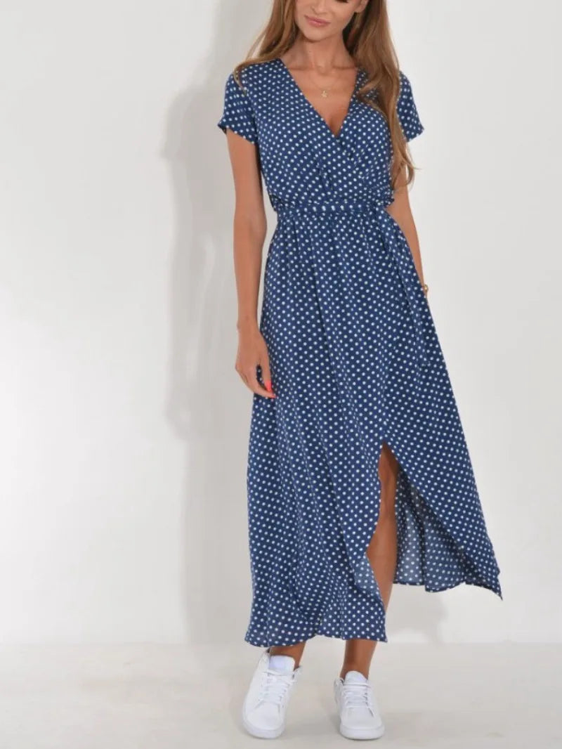 Ladies Floral Wrap Midi Dress