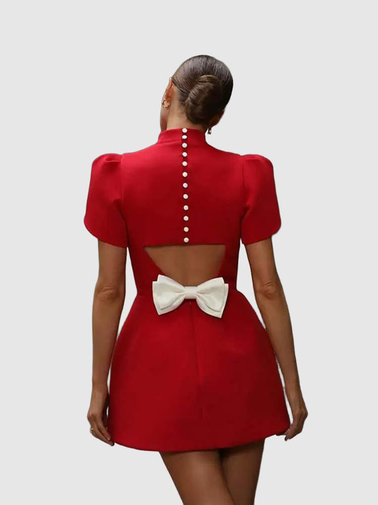 Women's A-Line Mini Dress with Bow at the Back