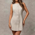 Women's Mini A-Line Dress with Button Closure