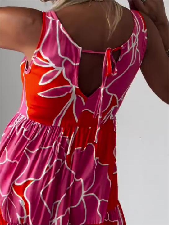 Women's Sleeveless Floral A-Line Midi Dress