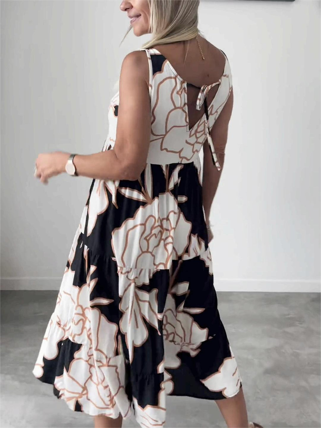 Women's Sleeveless Floral A-Line Midi Dress