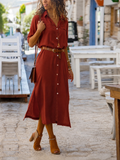 Ladies' Midi Shirt Dress with Belt
