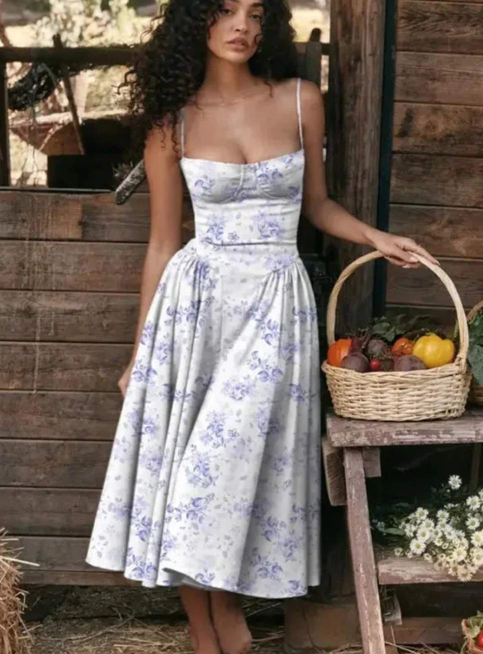 Women's Spaghetti Strap A-Line Midi Dress