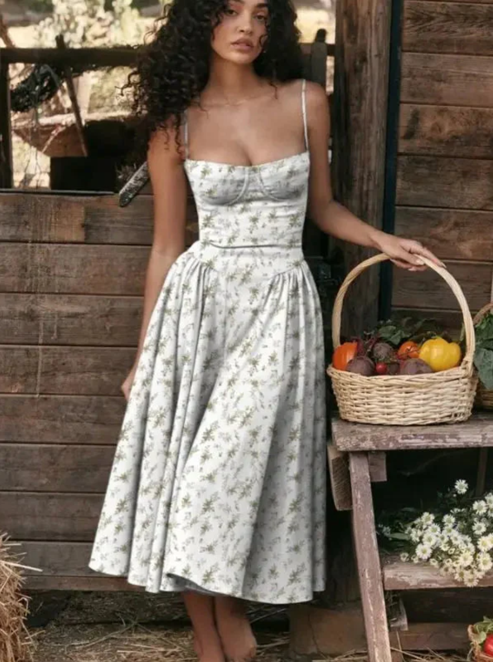 Women's Spaghetti Strap A-Line Midi Dress