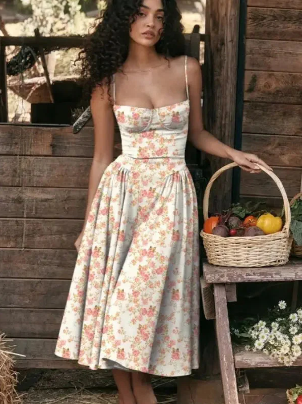 Women's Spaghetti Strap A-Line Midi Dress