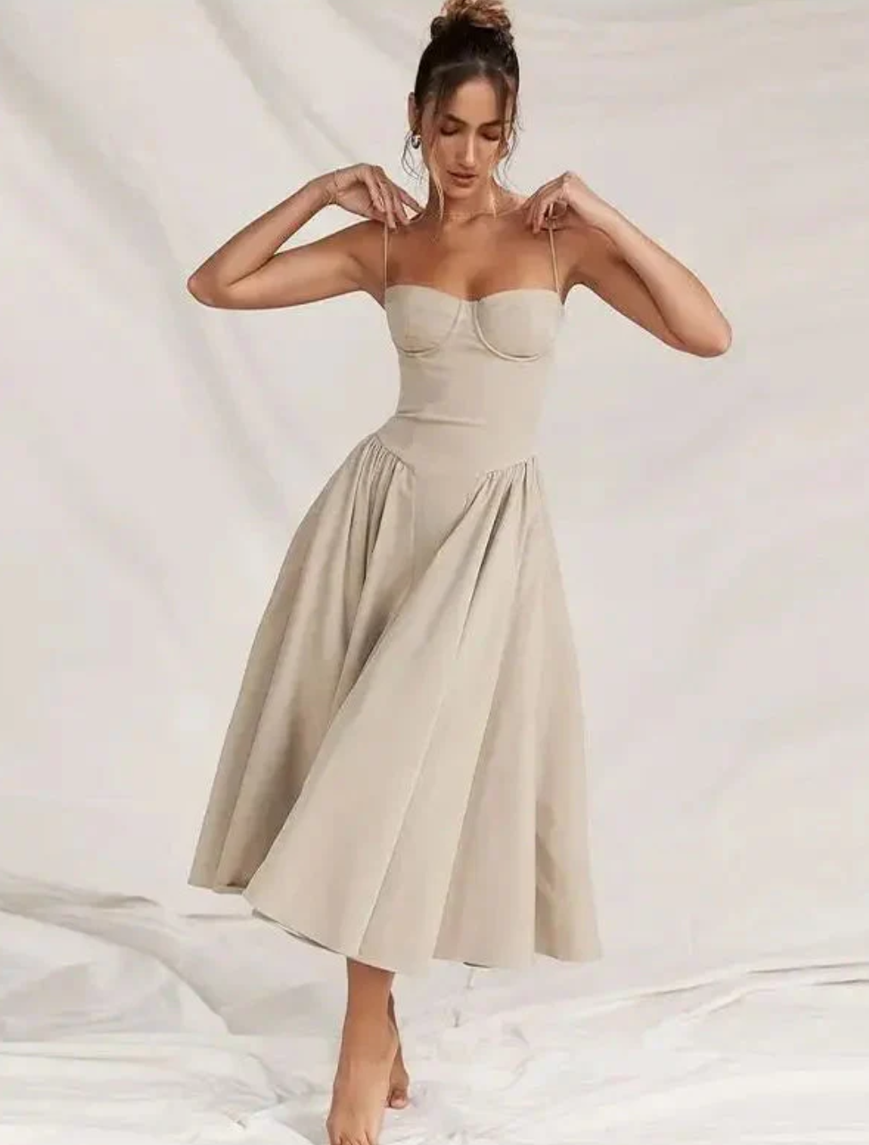 Women's Spaghetti Strap A-Line Midi Dress
