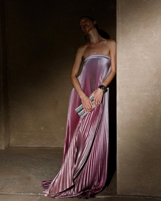 Ladies Strapless Ombre Evening Maxi Dress