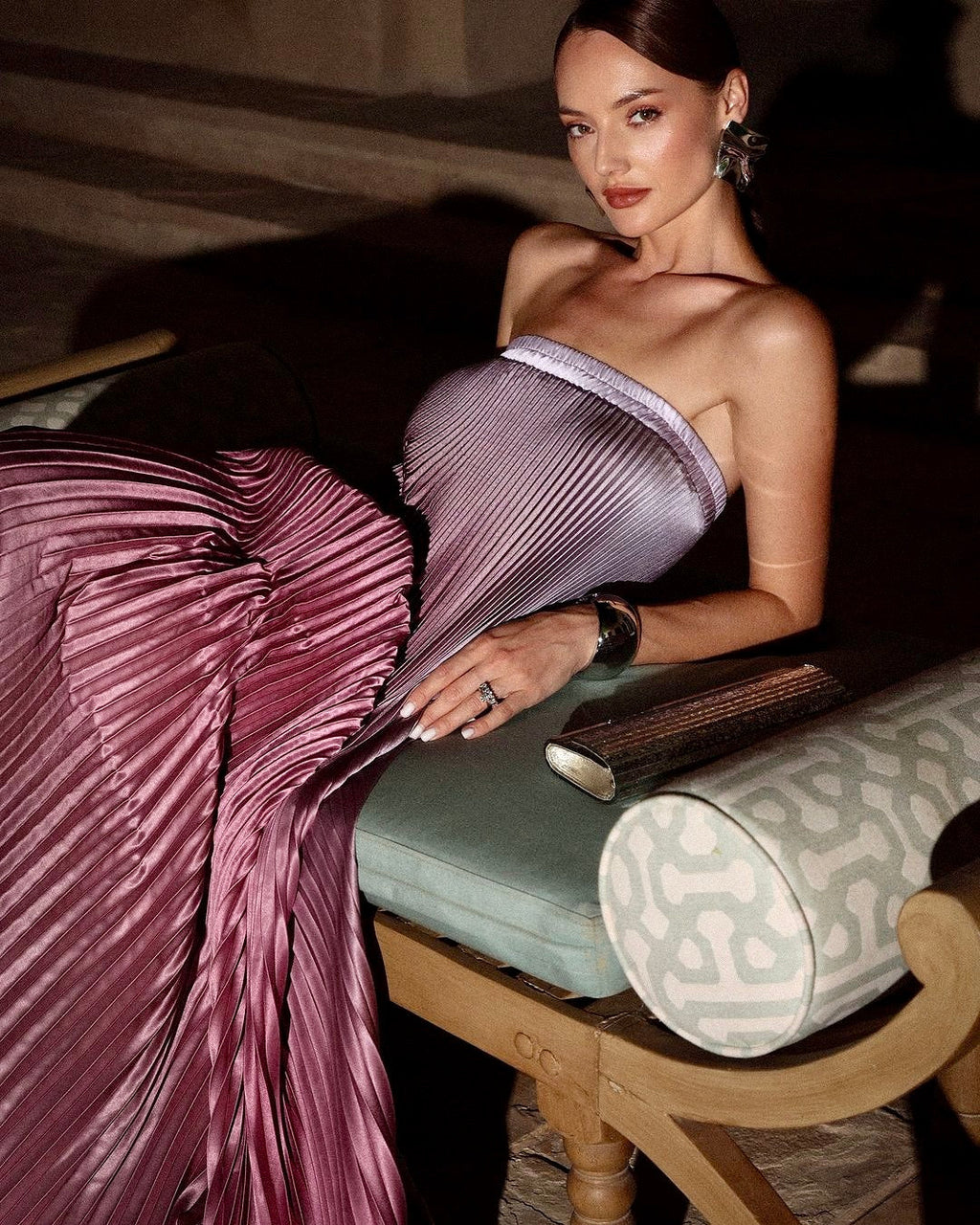 Ladies Strapless Ombre Evening Maxi Dress