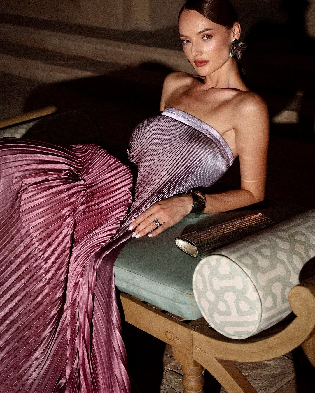 Ladies Strapless Ombre Evening Maxi Dress