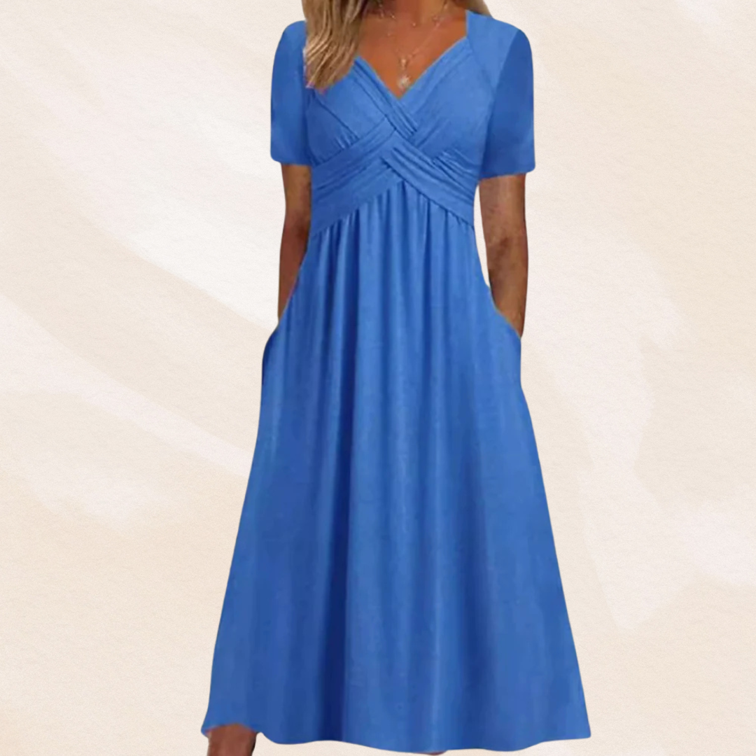 Women's V-Neck A-Line Midi Dress