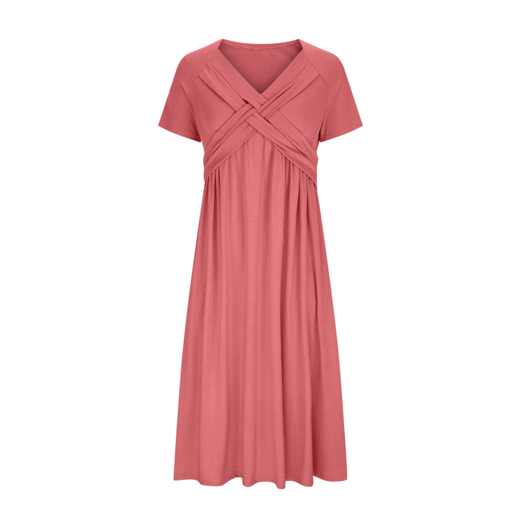 Women's V-Neck A-Line Midi Dress