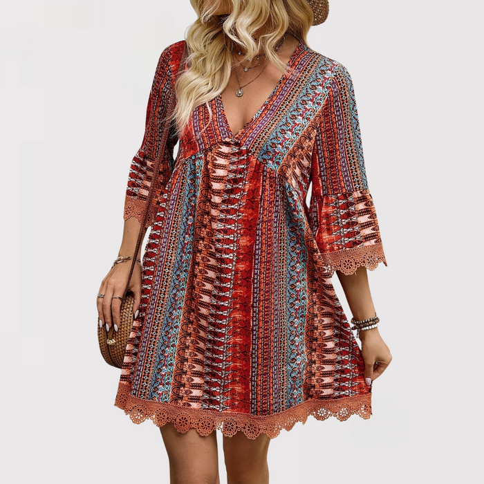 Women's V-Neck A-Line Mini Dress