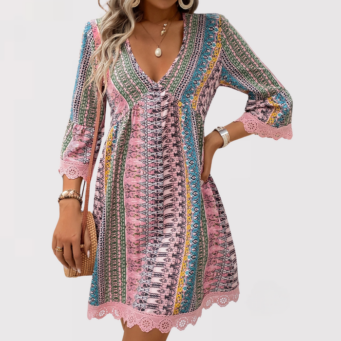 Women's V-Neck A-Line Mini Dress