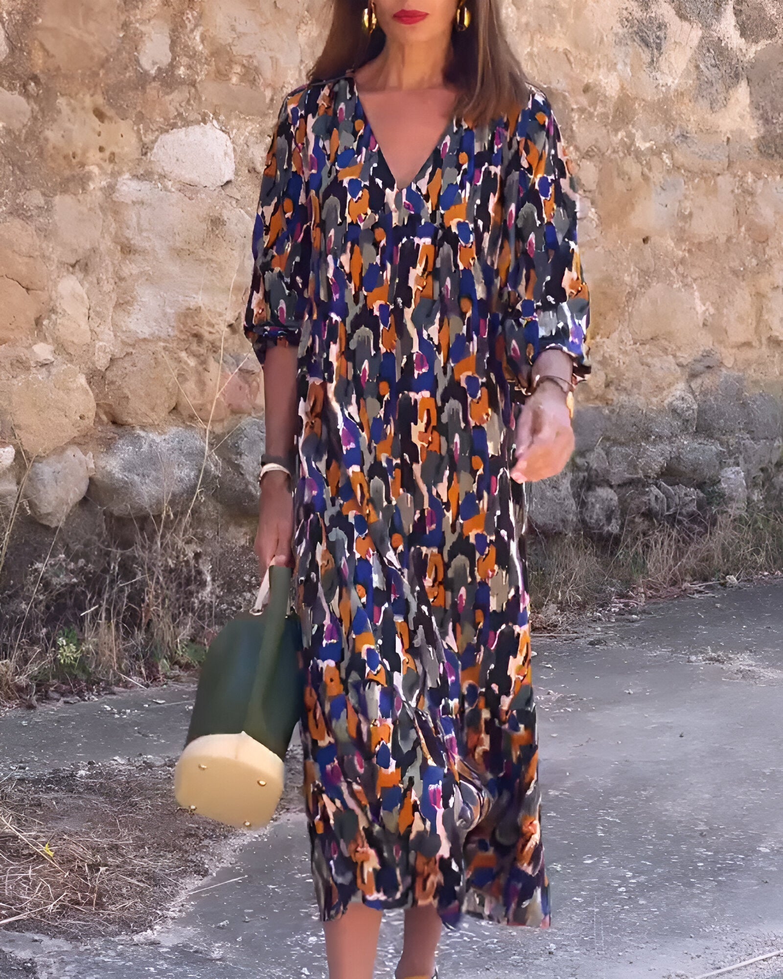 Ladies V-Neck Summer Midi Dress