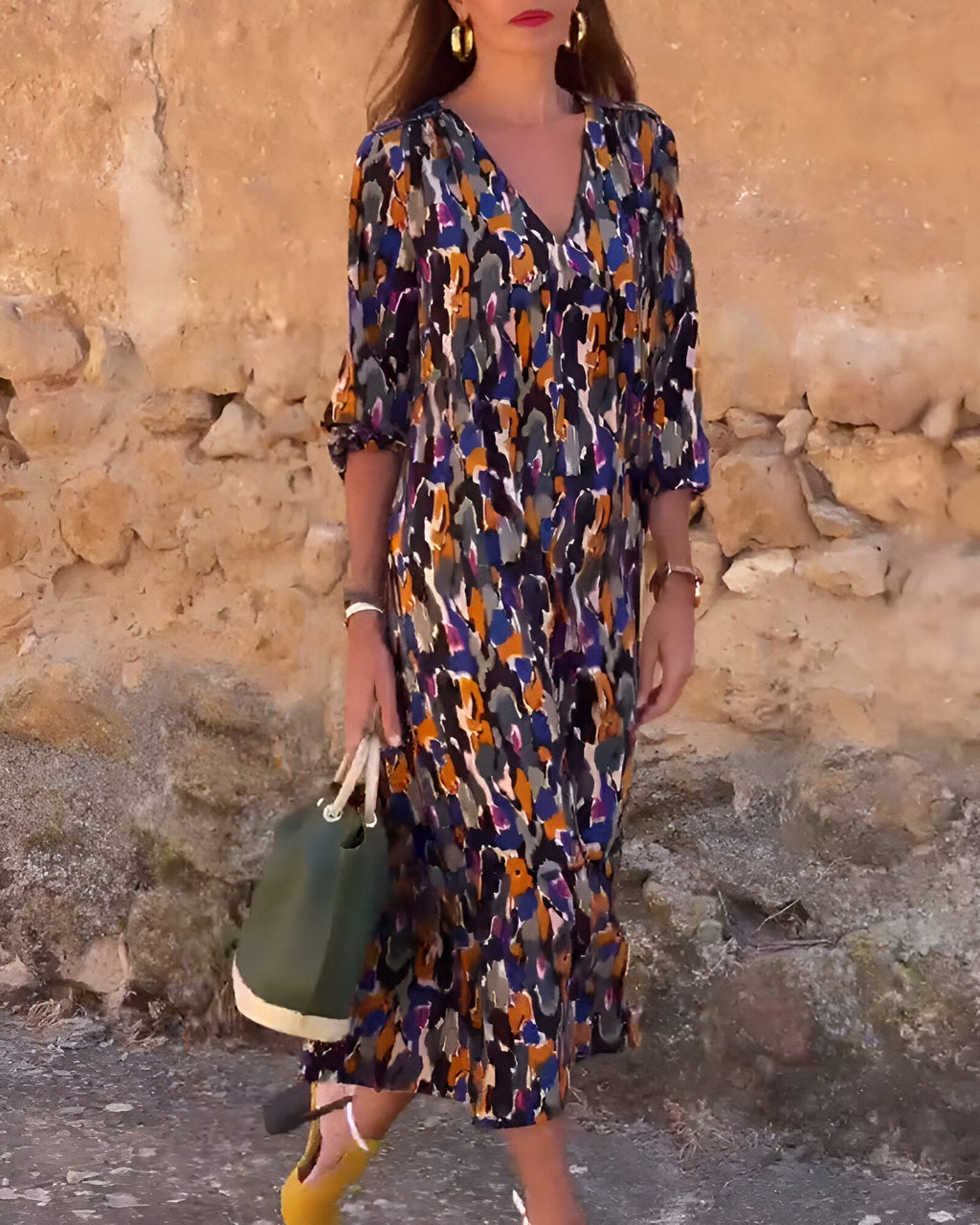 Ladies V-Neck Summer Midi Dress