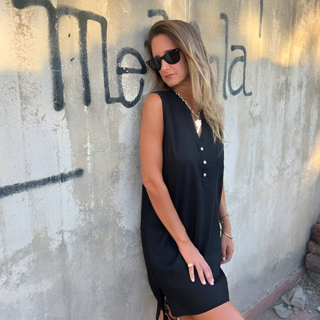 Ladies' Summer Mini Dress with Button Closure