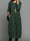 Ladies Long Sleeve Midi Dress with Print