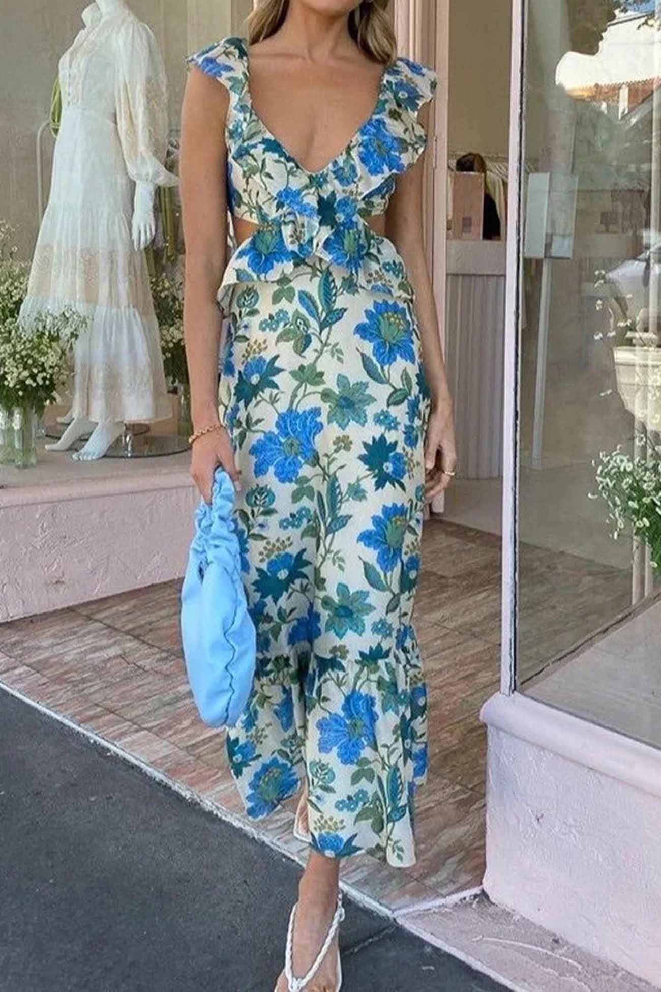 Ladies Floral Summer Maxi Dress